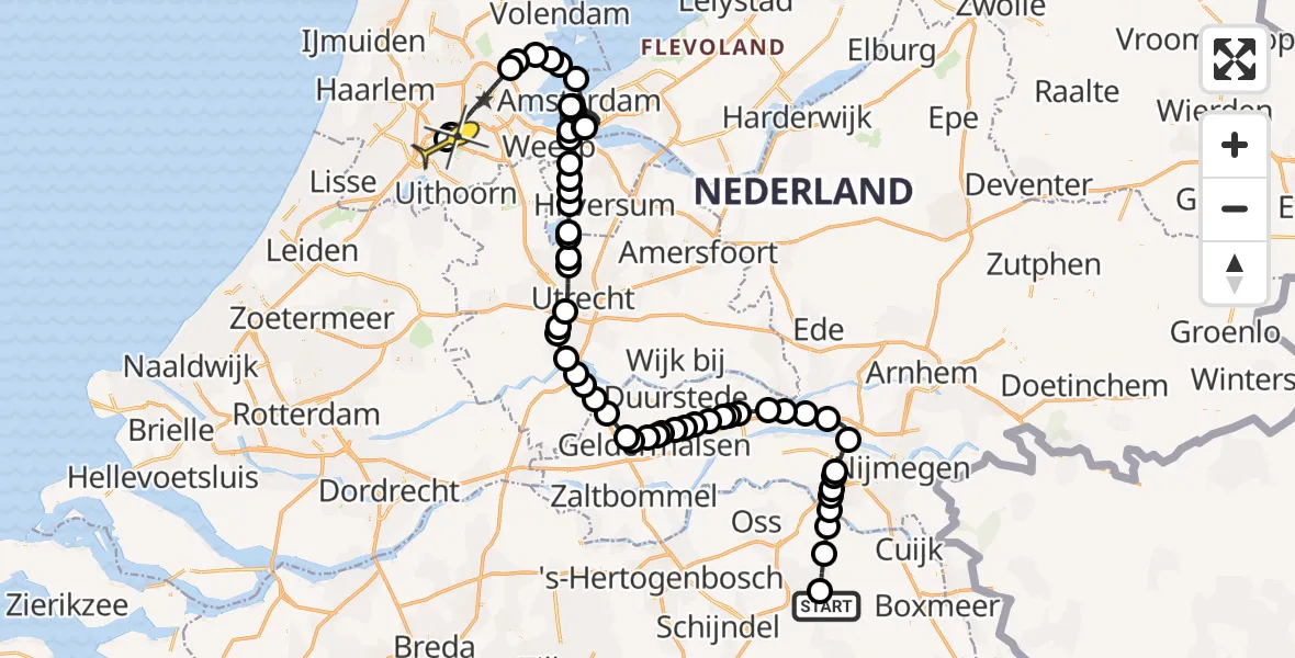 Routekaart van de vlucht: Politieheli naar Schiphol, Zwijn