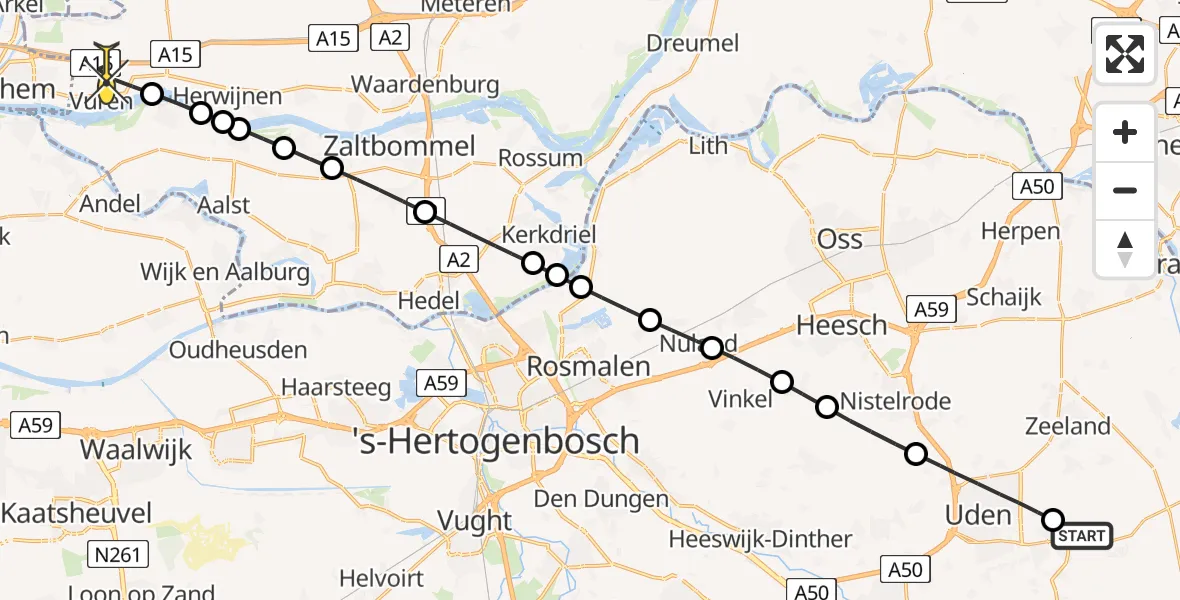 Routekaart van de vlucht: Lifeliner 3 naar Vuren, Mandenmakerstraat