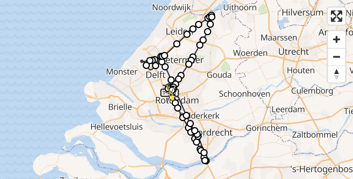 Routekaart van de vlucht: Politiehelikopter naar Rotterdam The Hague Airport, A16 Rotterdam
