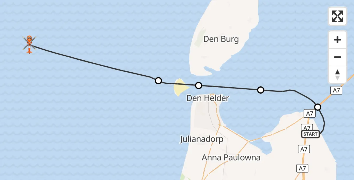 Vluchtroute Kustwachthelikopter Wieringerwerf - , 03 oktober 2025, 18:13