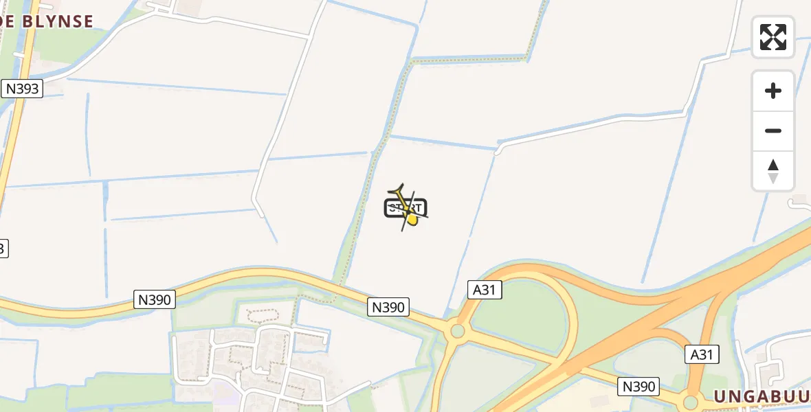 Routekaart van de vlucht: Lifeliner 4 naar Midlum, Zuidwalweg