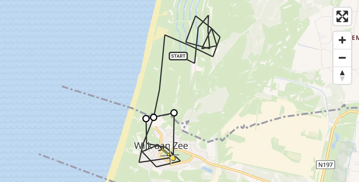Routekaart van de vlucht: Politiehelikopter naar Wijk aan Zee, Van Oldenborghweg