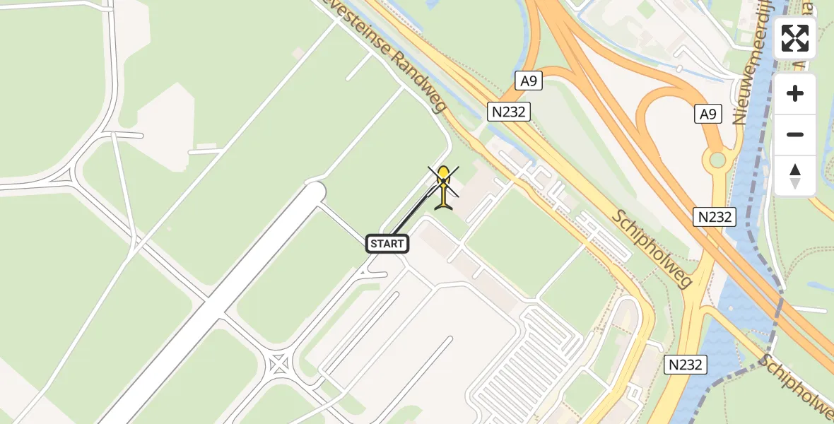 Routekaart van de vlucht: Politieheli naar Schiphol, Thermiekstraat