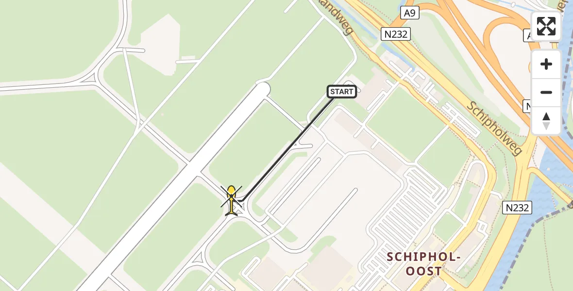 Vluchtroute Politiehelikopter van Schiphol naar Schiphol