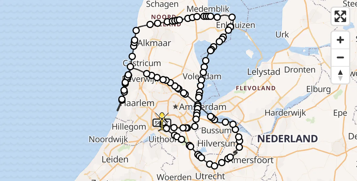 Routekaart van de vlucht: Politieheli naar Schiphol, Bosrandweg