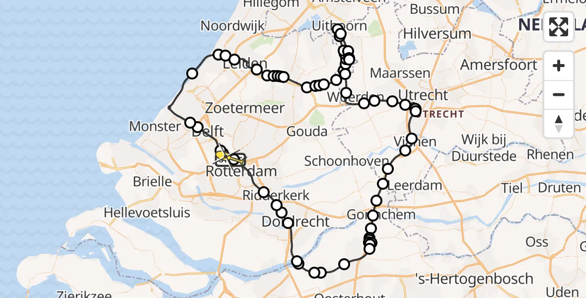Routekaart van de vlucht: Politiehelikopter naar Rotterdam The Hague Airport, Brandenburgbaan