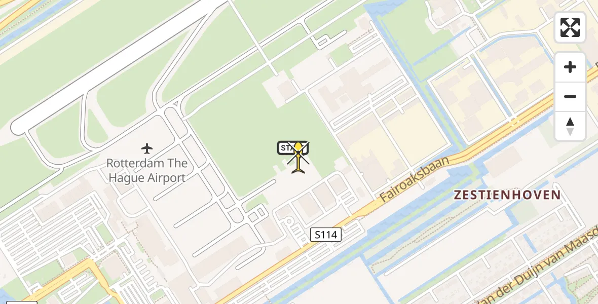 Routekaart van de vlucht: Politieheli naar Rotterdam The Hague Airport, Brandenburgbaan