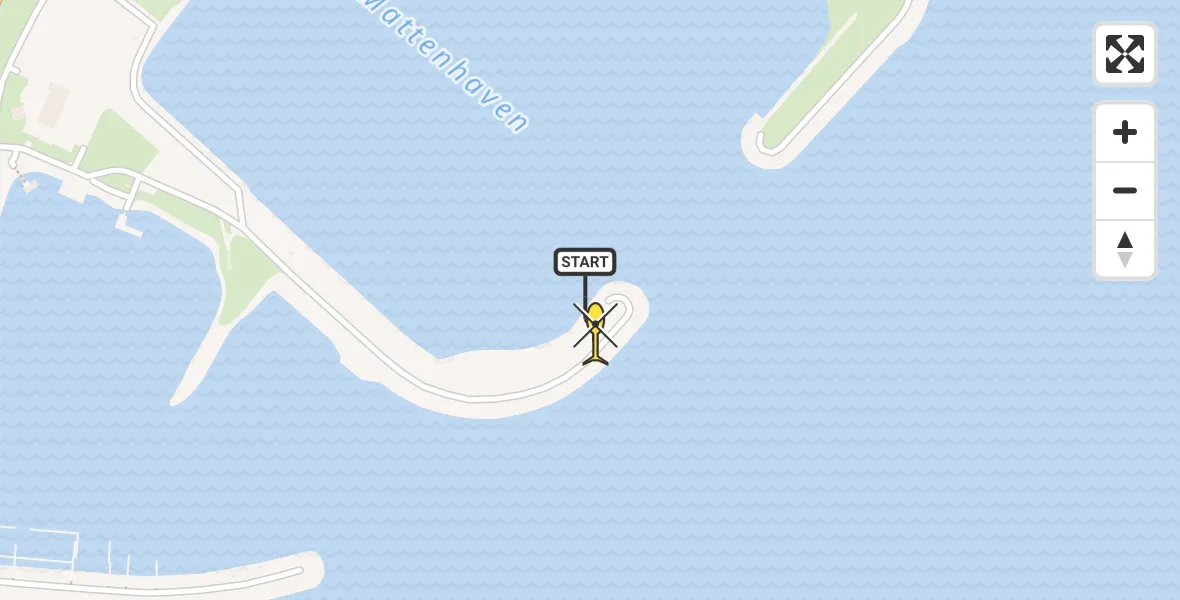 Routekaart van de vlucht: Kustwachthelikopter naar Vrouwenpolder, Binnenhaven Noordland