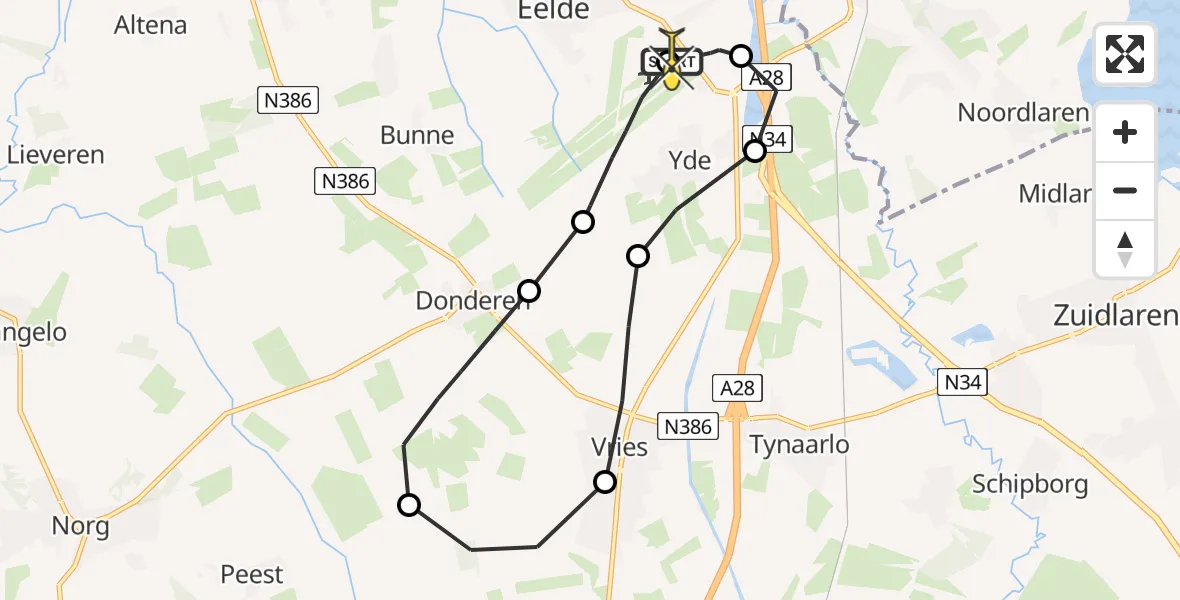 Routekaart van de vlucht: Lifeliner 4 naar Groningen Airport Eelde, Moespot