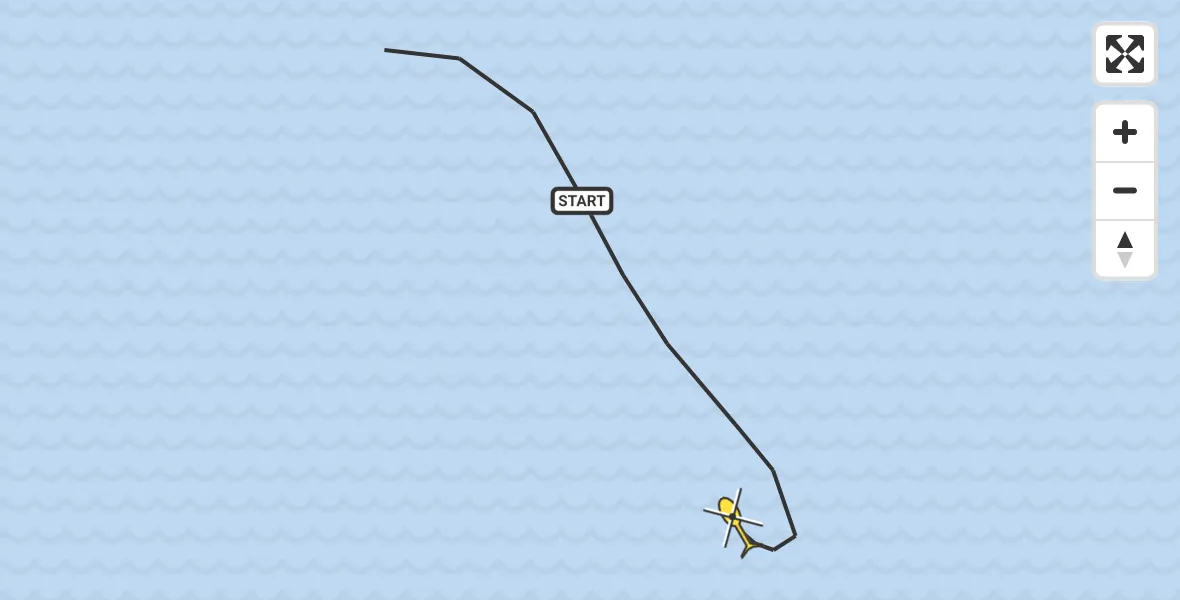 Routekaart van de vlucht: Kustwachthelikopter naar 