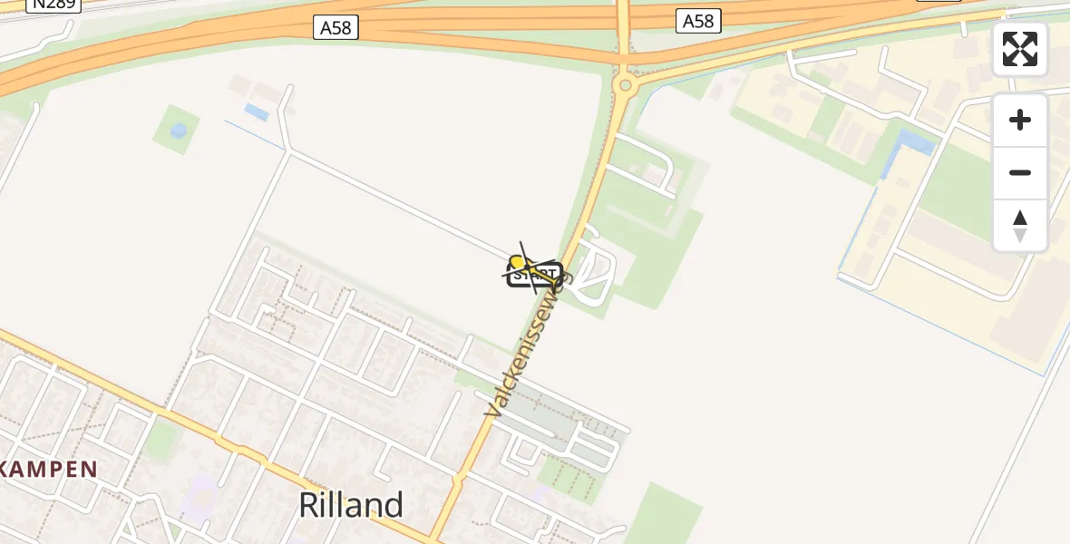Routekaart van de vlucht: Lifeliner 2 naar Rilland, Valckenisseweg