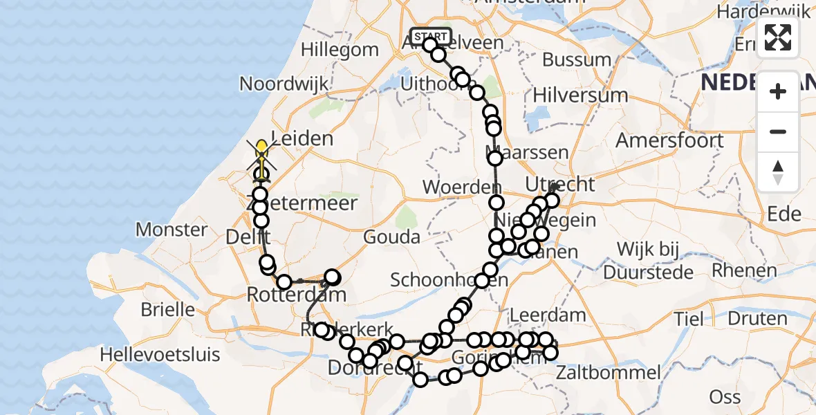 Routekaart van de vlucht: Politiehelikopter naar Wassenaar, Westerkimweg