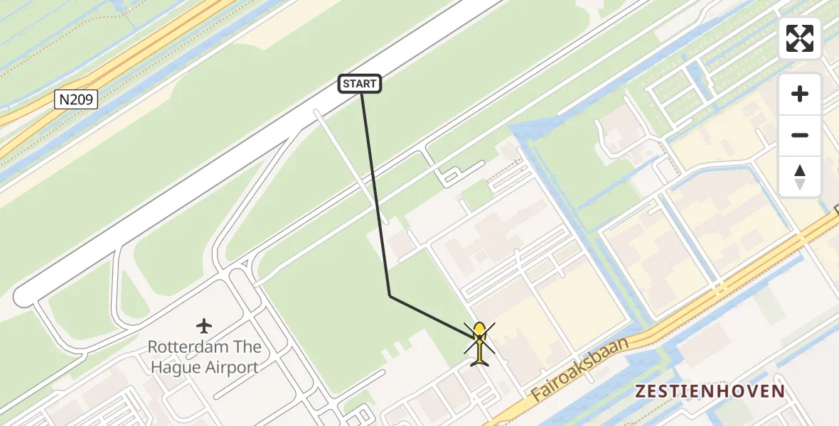 Routekaart van de vlucht: Lifeliner 2 naar Rotterdam The Hague Airport, Brandenburgbaan