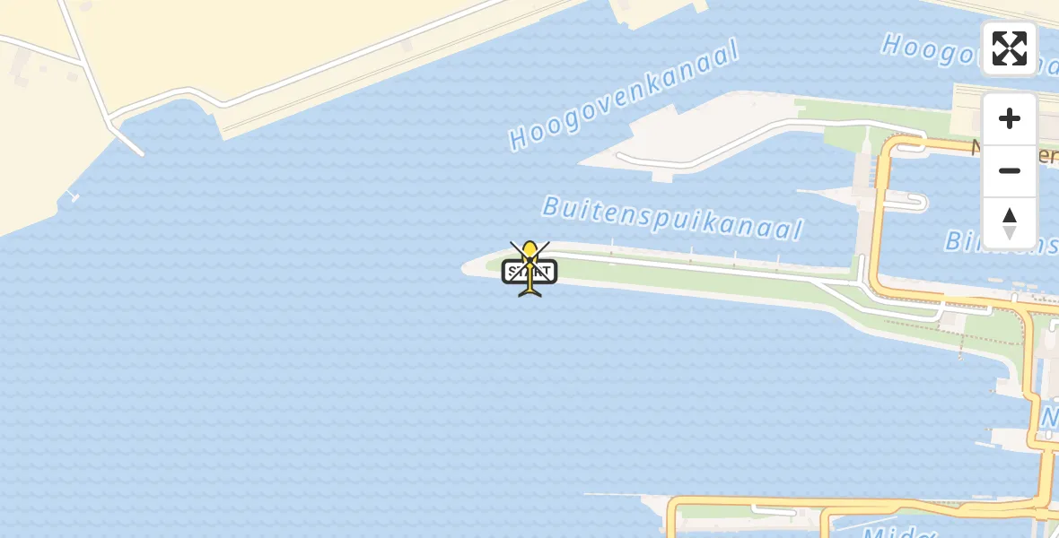 Routekaart van de vlucht: Kustwachthelikopter naar IJmuiden Heliport, Noordersluisweg