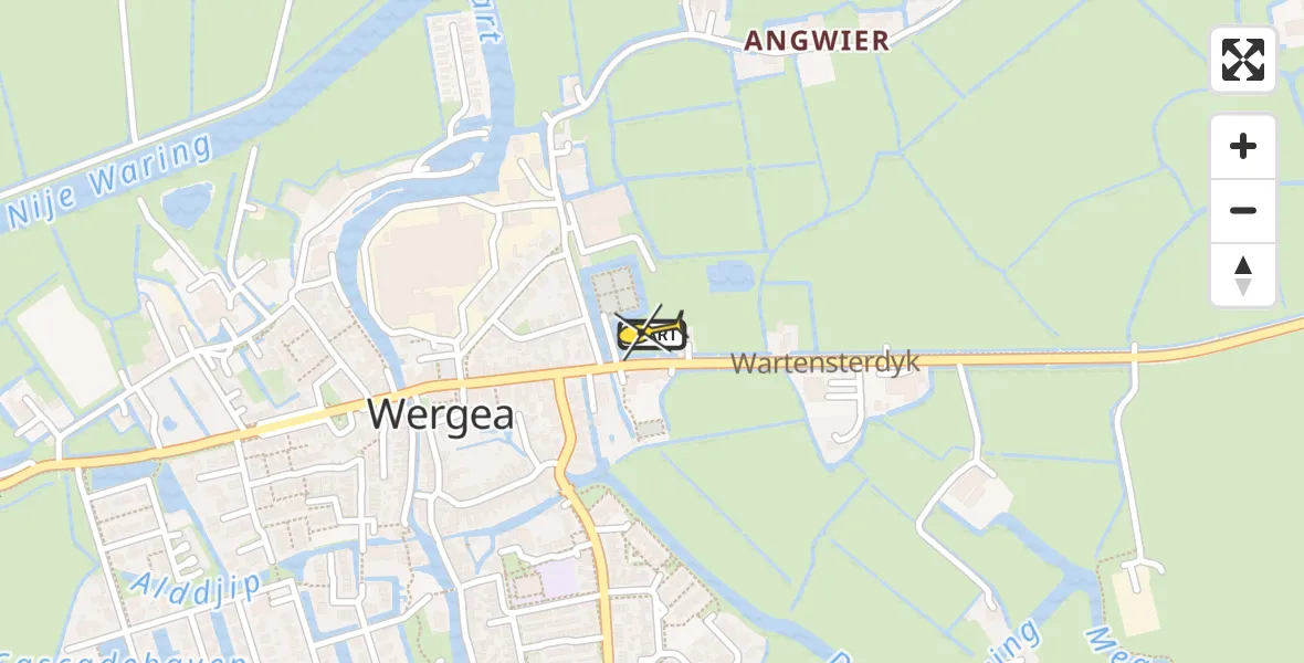 Routekaart van de vlucht: Lifeliner 4 naar Wergea, Kerkbuurt