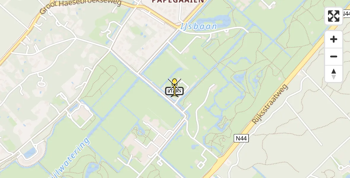 Routekaart van de vlucht: Politiehelikopter naar Wassenaar, Rust en Vreugdlaan