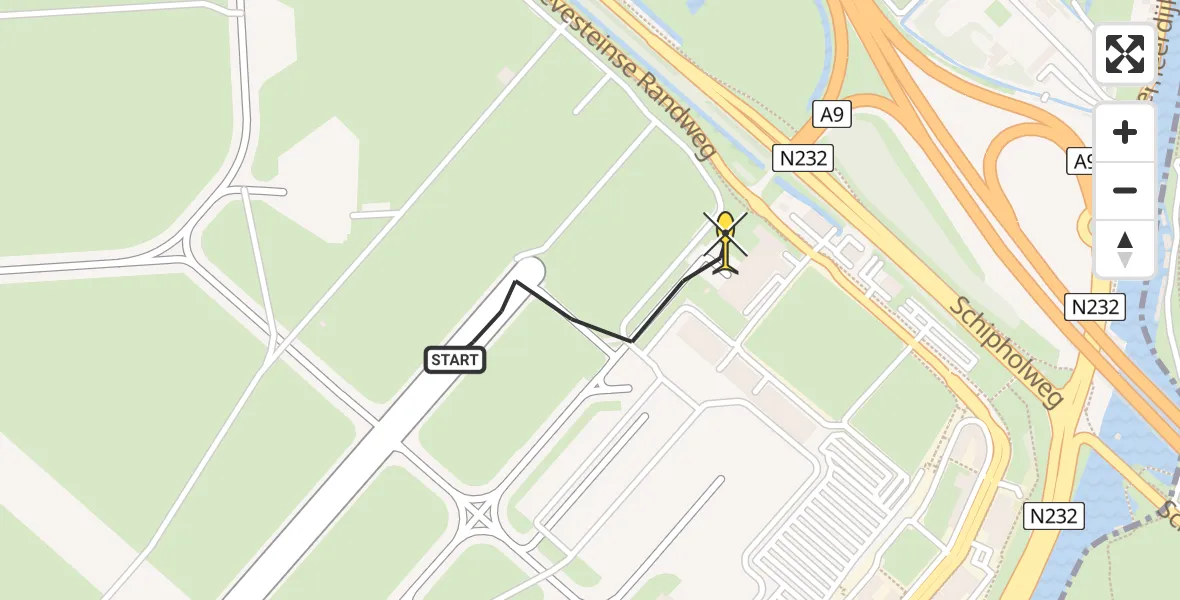 Routekaart van de vlucht: Politiehelikopter naar Schiphol, Thermiekstraat