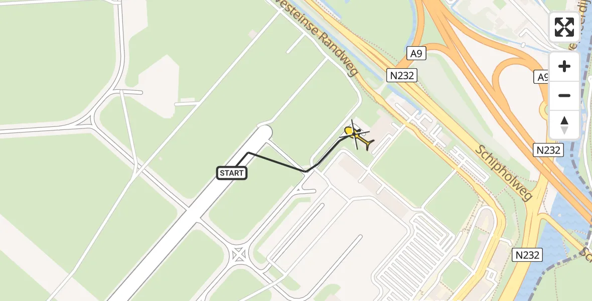 Vluchtroute Politiehelikopter van Schiphol naar Schiphol
