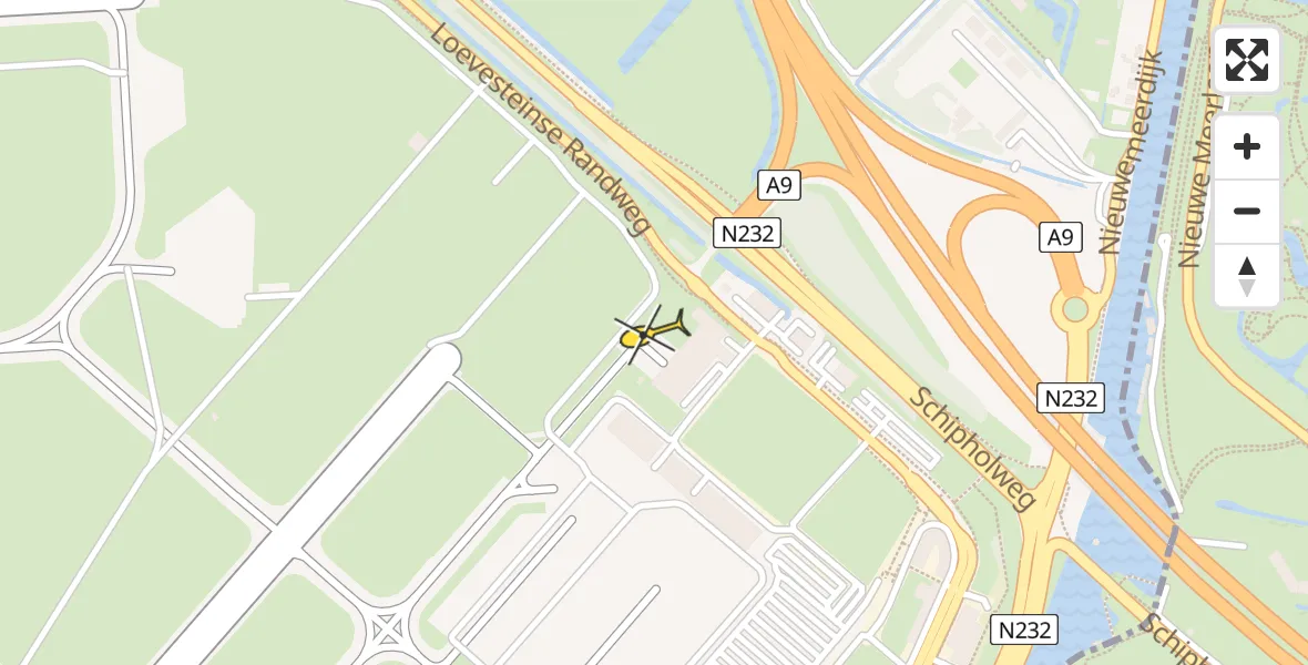 Vluchtroute Politiehelikopter van Schiphol naar Schiphol