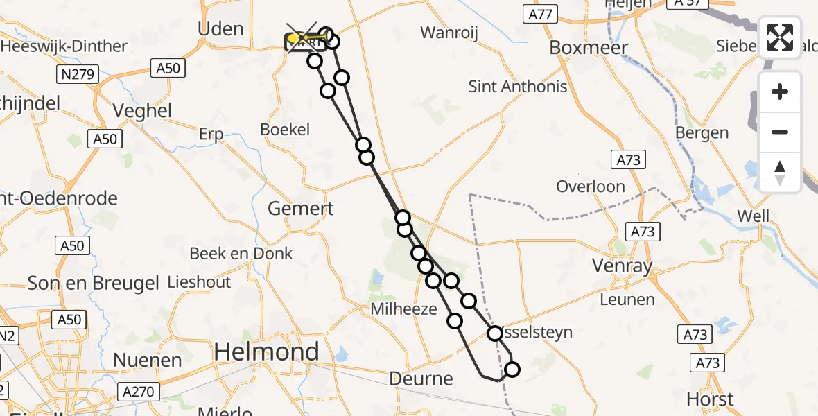 Routekaart van de vlucht: Lifeliner 3 naar Vliegbasis Volkel, Jeanny van Kuppeveltpad