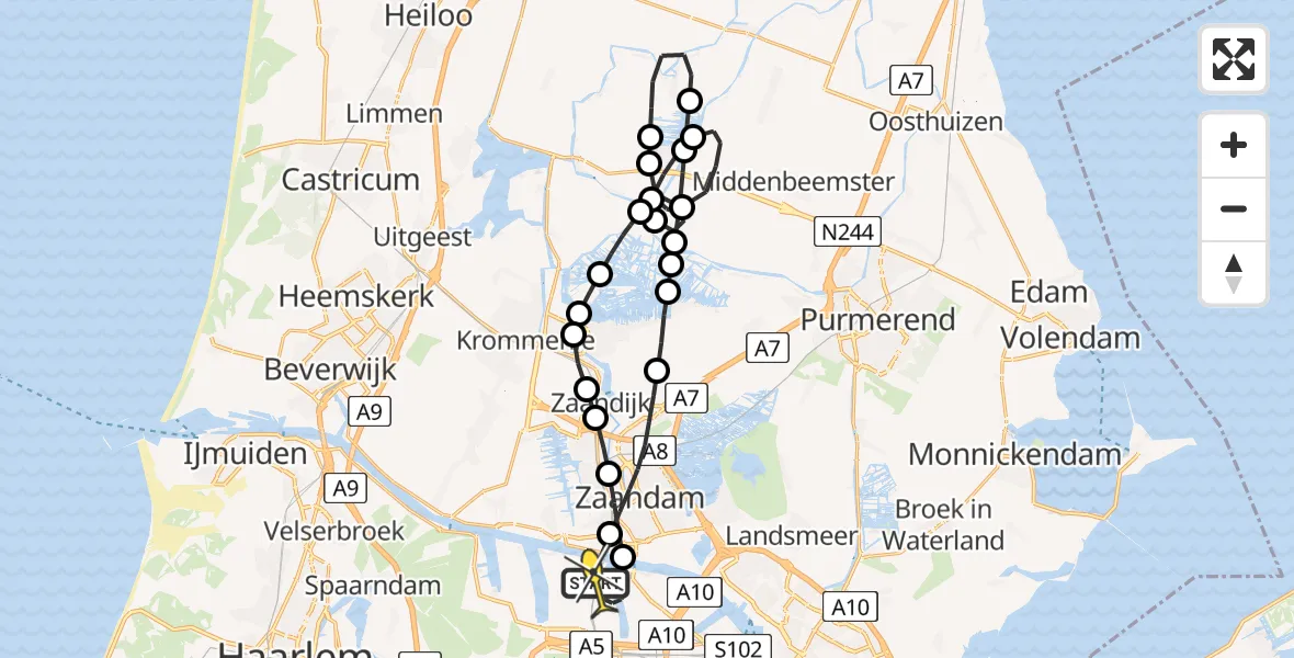 Routekaart van de vlucht: Lifeliner 1 naar Amsterdam Heliport, Kanaalkade