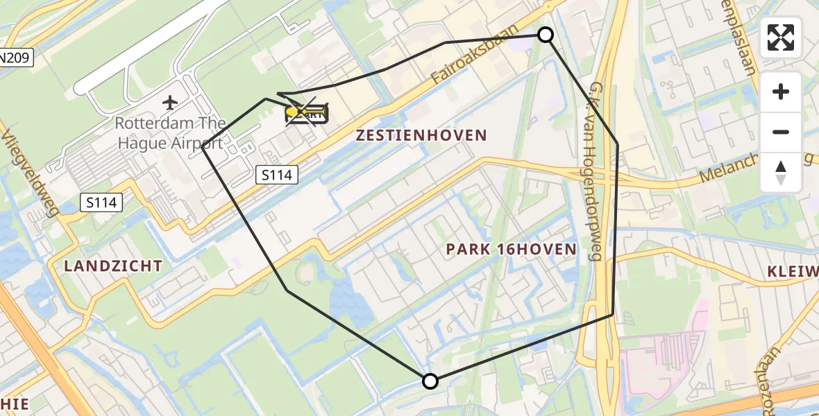 Routekaart van de vlucht: Lifeliner 2 naar Rotterdam The Hague Airport, Terletpad