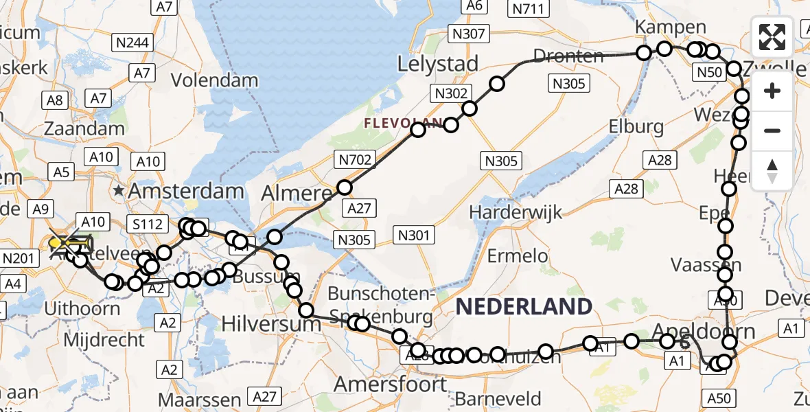 Routekaart van de vlucht: Politieheli naar Schiphol, Van Weerden-Poelmanweg