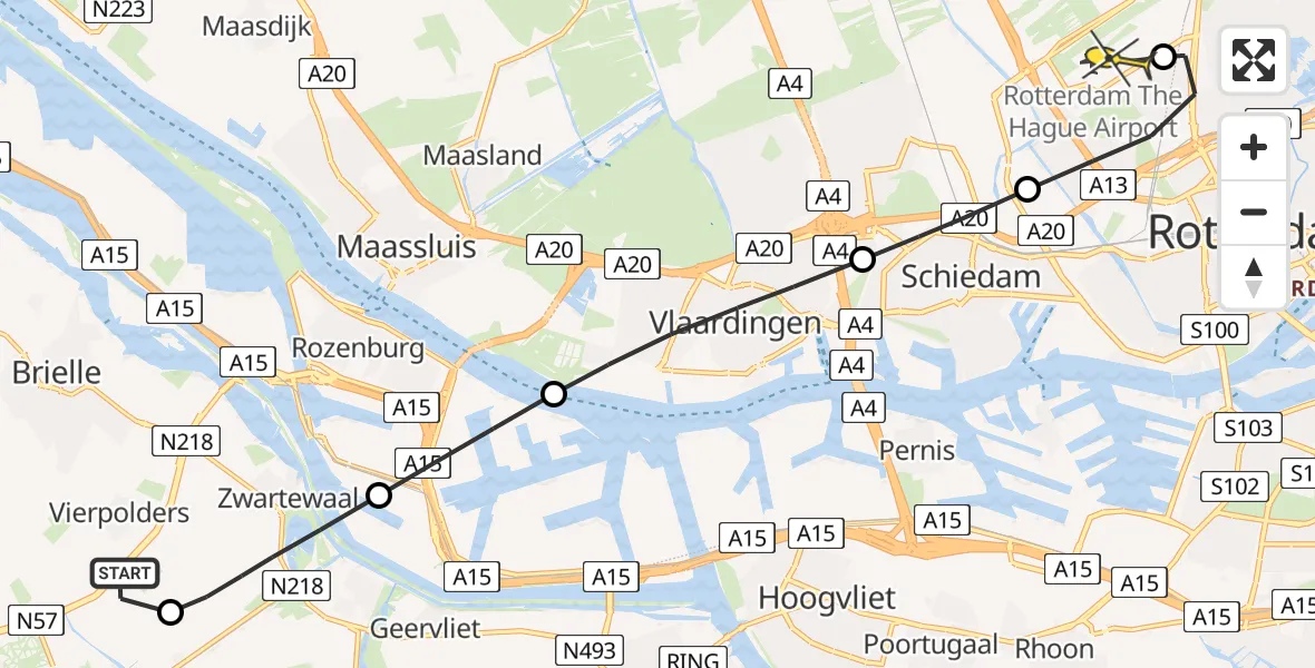 Routekaart van de vlucht: Lifeliner 2 naar Rotterdam The Hague Airport, Abbewerveweg