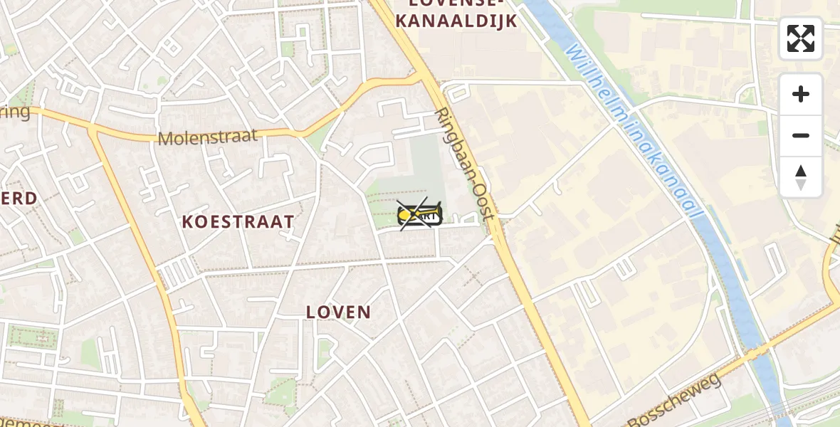 Routekaart van de vlucht: Lifeliner 3 naar Tilburg, Javastraat