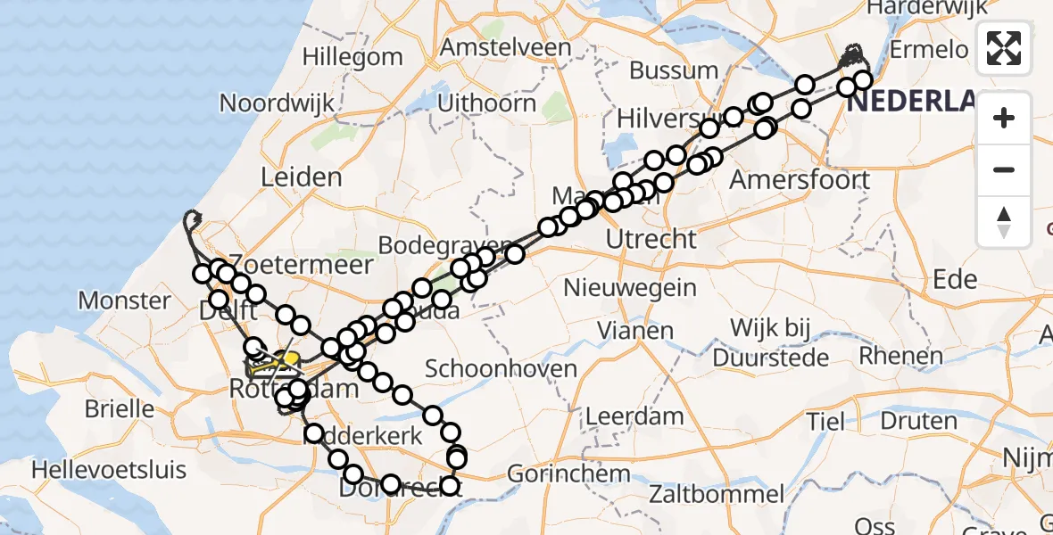Routekaart van de vlucht: Politieheli naar Rotterdam The Hague Airport, Brandenburgbaan