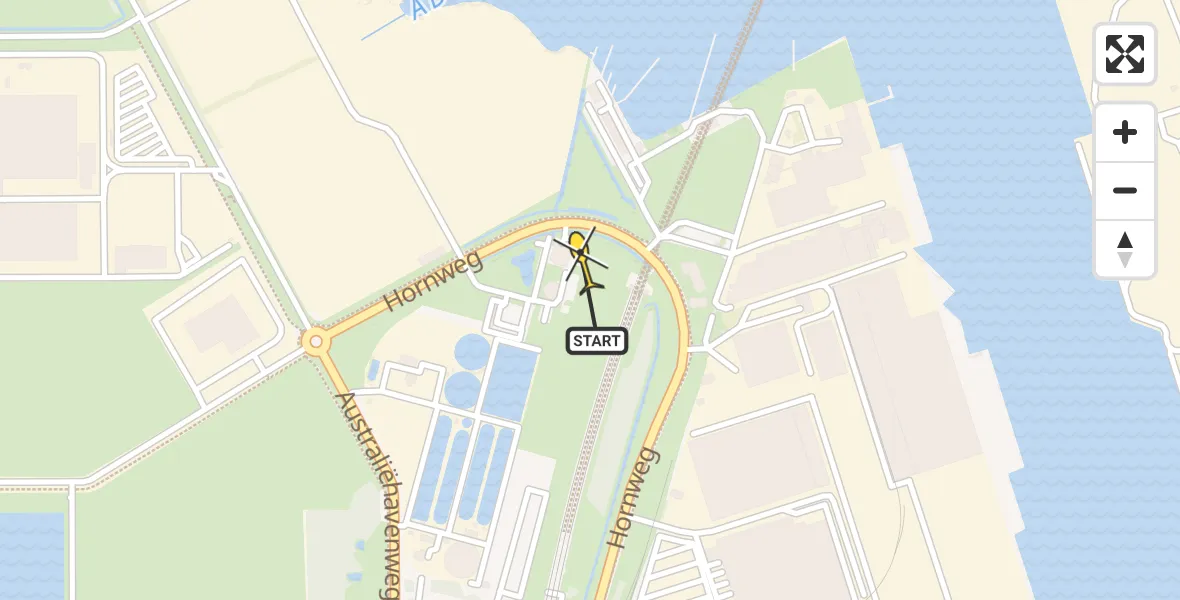 Routekaart van de vlucht: Lifeliner 1 naar Amsterdam Heliport, Hornweg