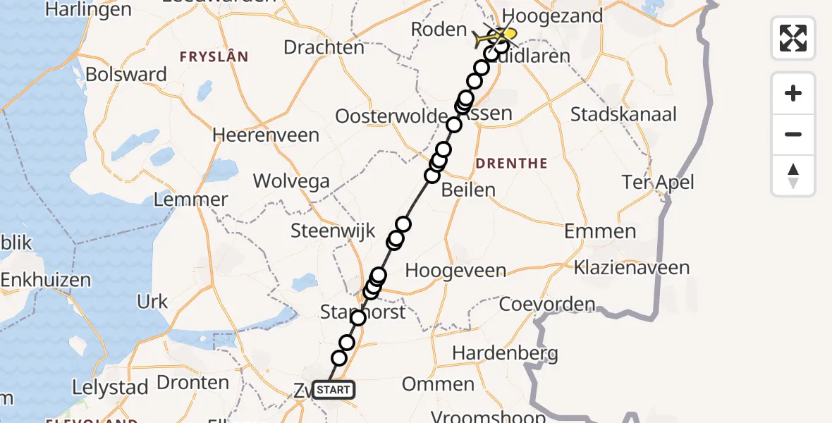 Routekaart van de vlucht: Lifeliner 4 naar Groningen Airport Eelde, Vechtstraat