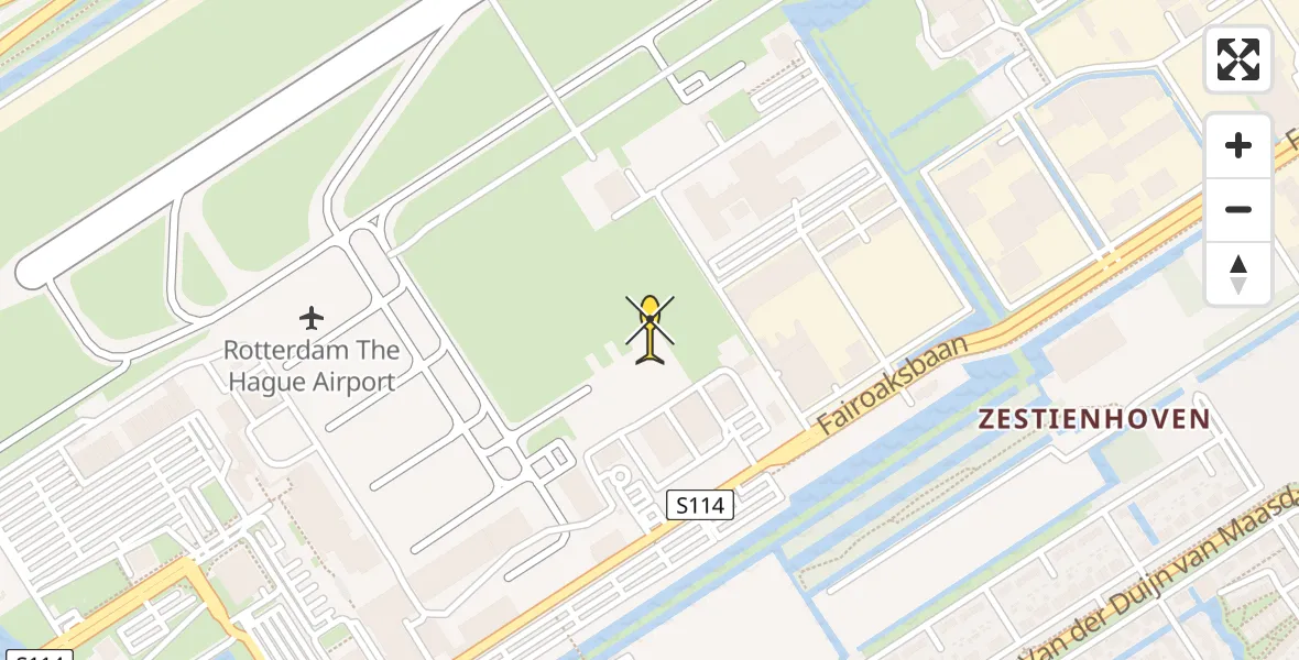 Routekaart van de vlucht: Politieheli naar Rotterdam The Hague Airport