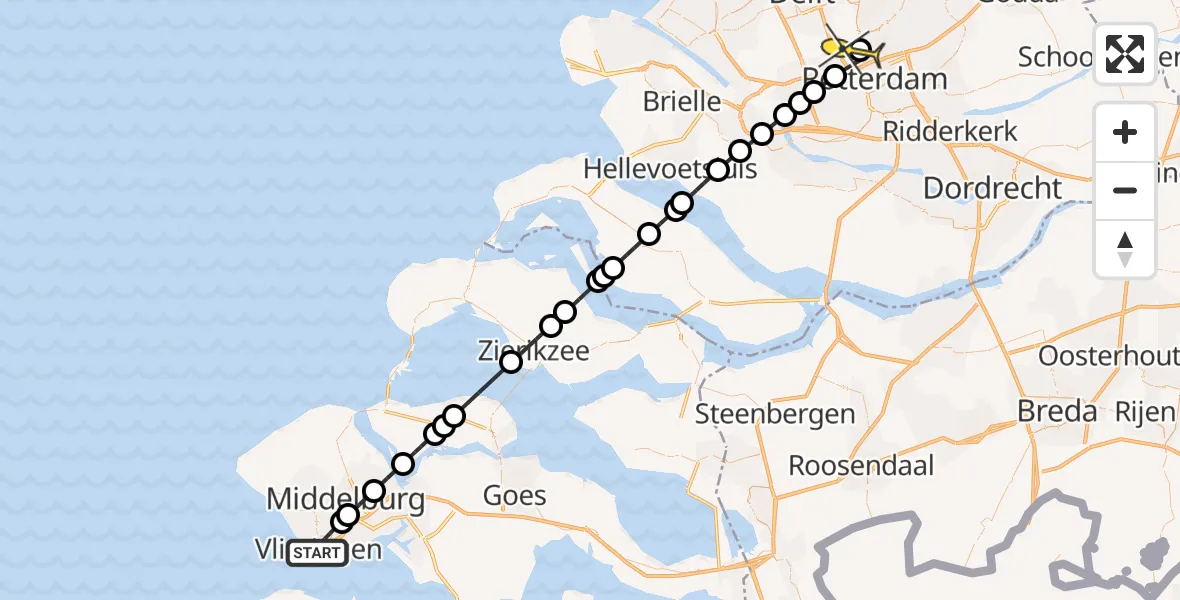 Routekaart van de vlucht: Lifeliner 2 naar Rotterdam The Hague Airport, Irislaan