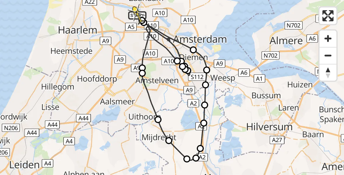 Routekaart van de vlucht: Lifeliner 1 naar Amsterdam Heliport, Maltaweg