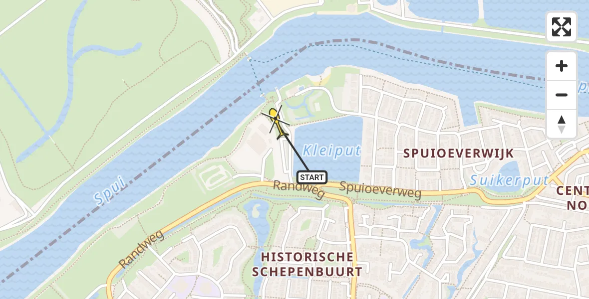 Routekaart van de vlucht: Lifeliner 2 naar Oud-Beijerland, Oude Tol