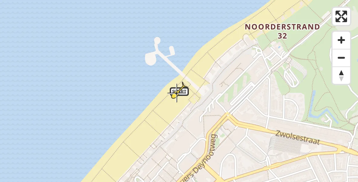 Routekaart van de vlucht: Lifeliner 2 naar Den Haag, Strandweg