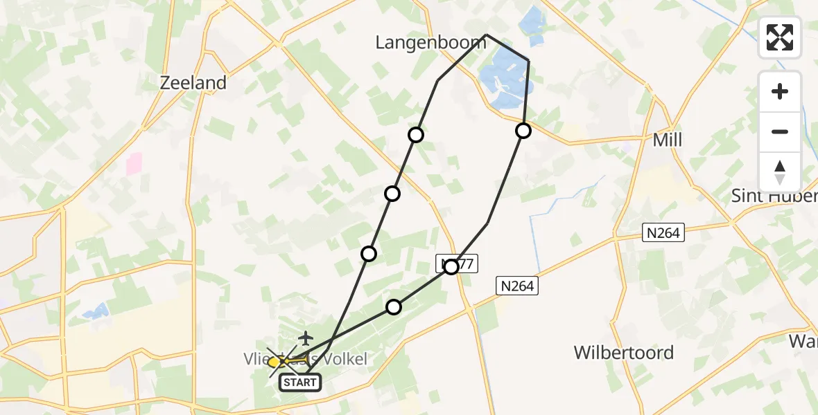 Routekaart van de vlucht: Lifeliner 3 naar Vliegbasis Volkel, Zeelandsedijk