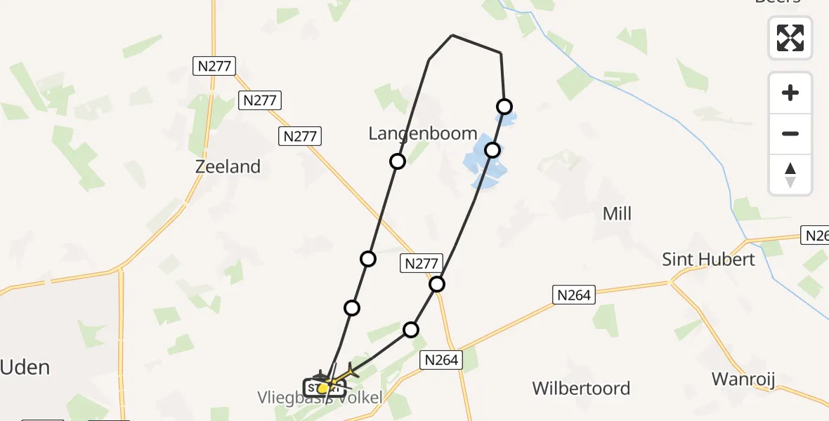 Routekaart van de vlucht: Lifeliner 3 naar Vliegbasis Volkel, Houtvennen