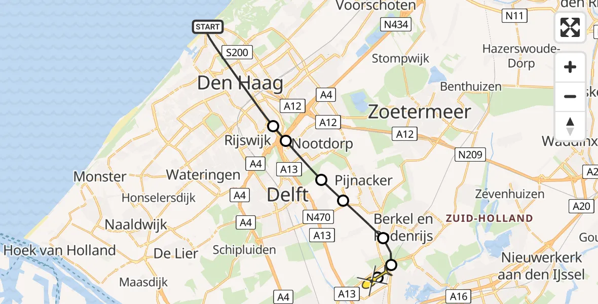 Routekaart van de vlucht: Lifeliner 2 naar Rotterdam The Hague Airport, Parkweg
