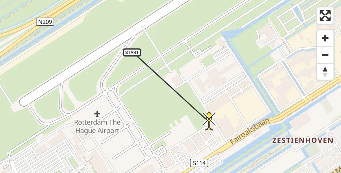 Routekaart van de vlucht: Lifeliner 2 naar Rotterdam The Hague Airport, Brandenburgbaan