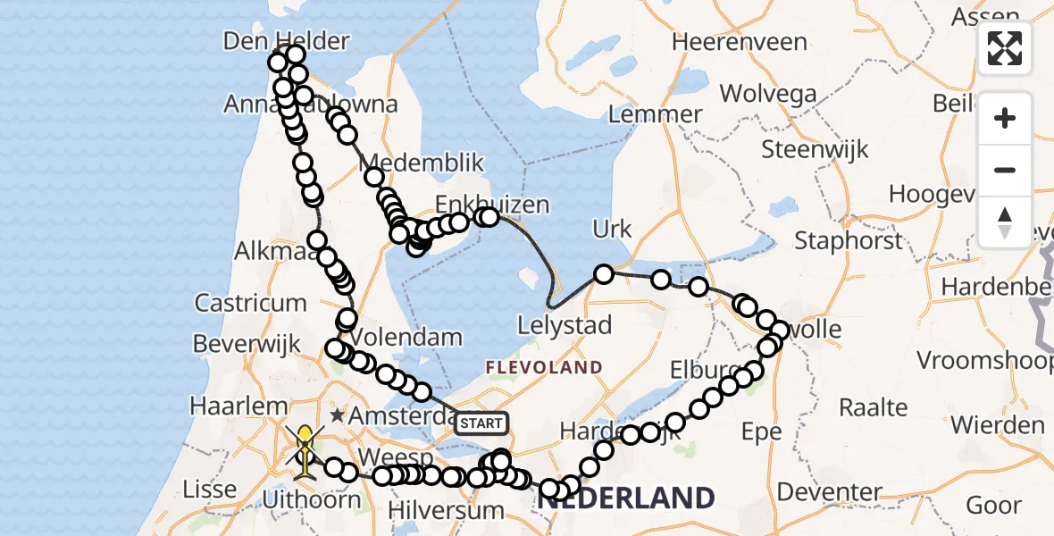 Routekaart van de vlucht: Politieheli naar Schiphol, Galopstraat