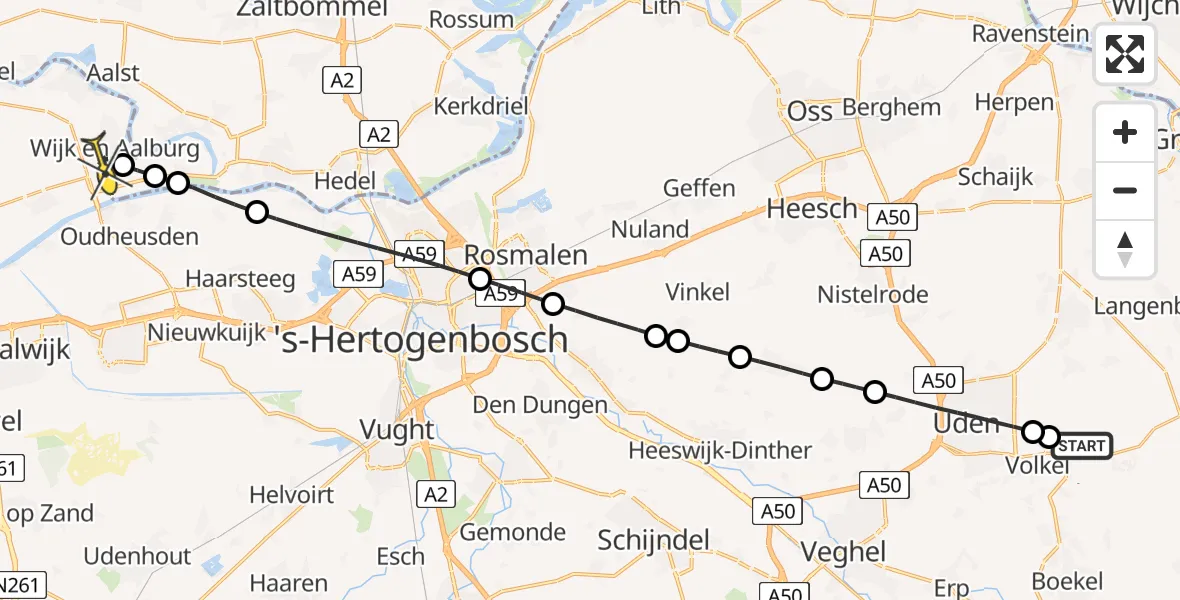 Routekaart van de vlucht: Lifeliner 3 naar Wijk en Aalburg, Looierstraat