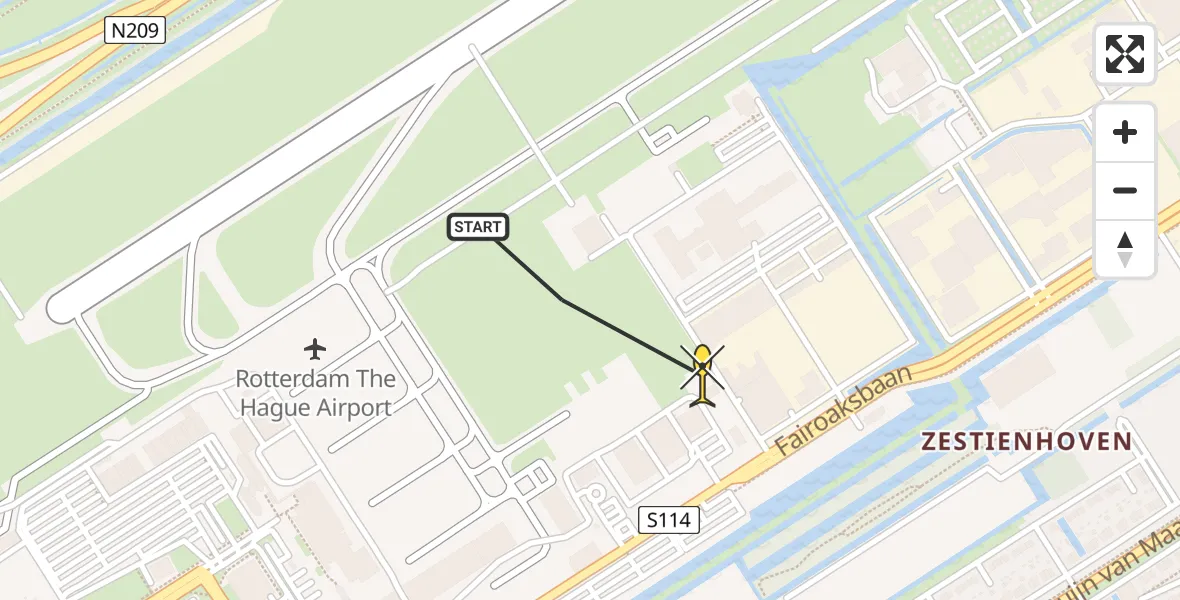 Routekaart van de vlucht: Lifeliner 2 naar Rotterdam The Hague Airport, Brandenburgbaan