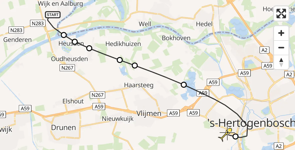 Routekaart van de vlucht: Lifeliner 3 naar Vught, De Kromme Nol