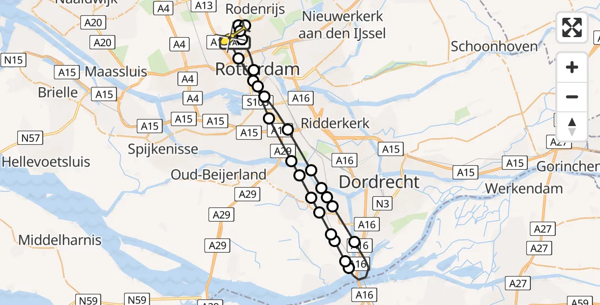 Routekaart van de vlucht: Lifeliner 2 naar Rotterdam The Hague Airport, Molenpad