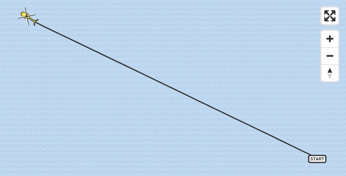 Routekaart van de vlucht: Kustwachthelikopter naar 