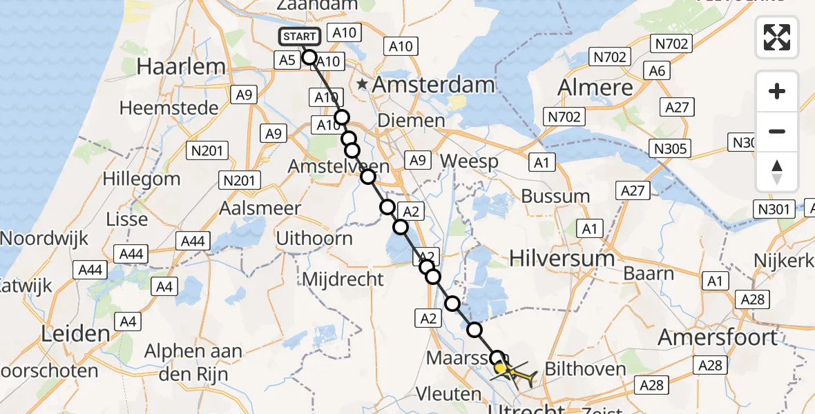 Routekaart van de vlucht: Lifeliner 1 naar Utrecht, Maltaweg