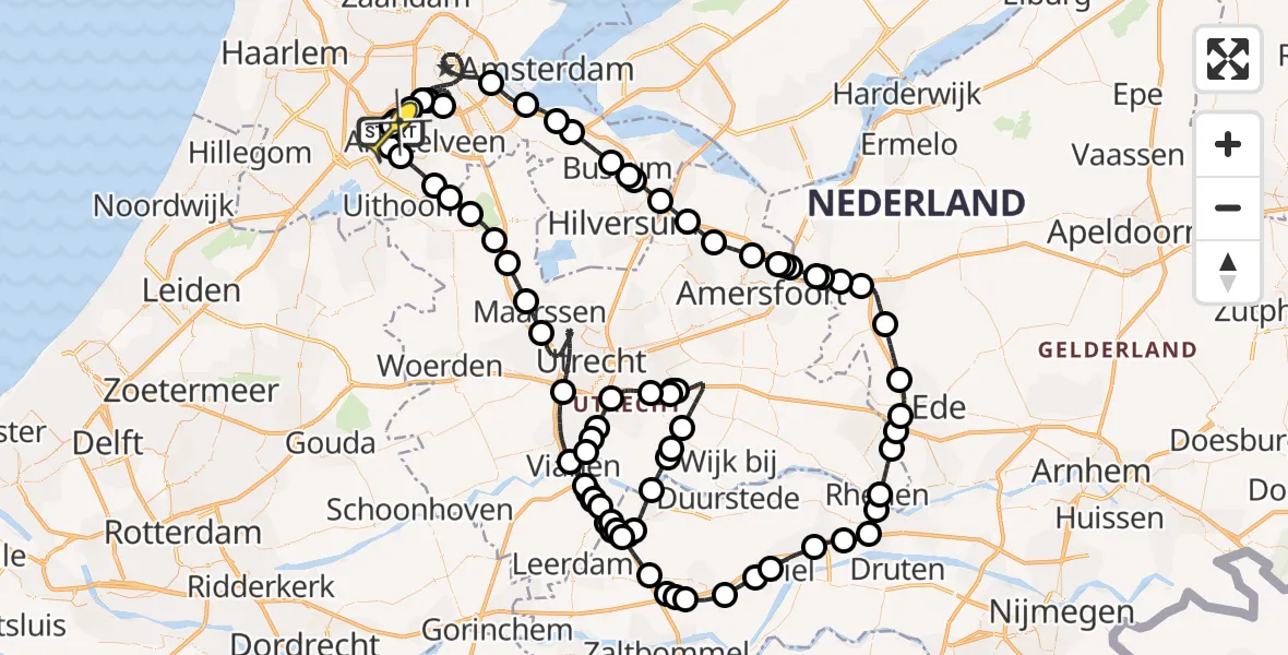 Vluchtroute Politiehelikopter van Schiphol naar Schiphol