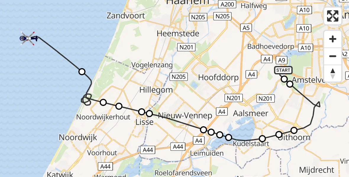 Vluchtroute Politiehelikopter Schiphol - , 06 oktober 2025, 08:20